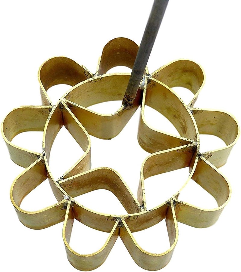 DDPremium Dok Jok Brass Mold Thai Dessert Maker - Medium Rosette Lotus Flower Cookie Mold with Handle (3.14 Inch Diameter) - Image 3