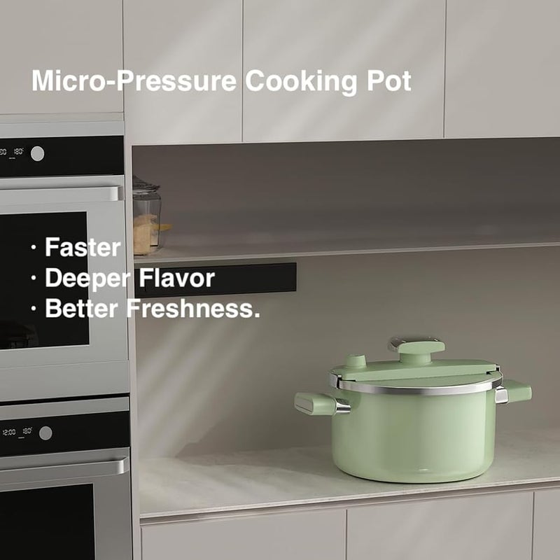 XVersion Upgraded 7L Stovetop Pressure Cooker, 26cm Enamel Soup Pot with Large Capacity for Soup, Stew and Boiling, Compatible with Gas and Induction, Mint Green - Image 2