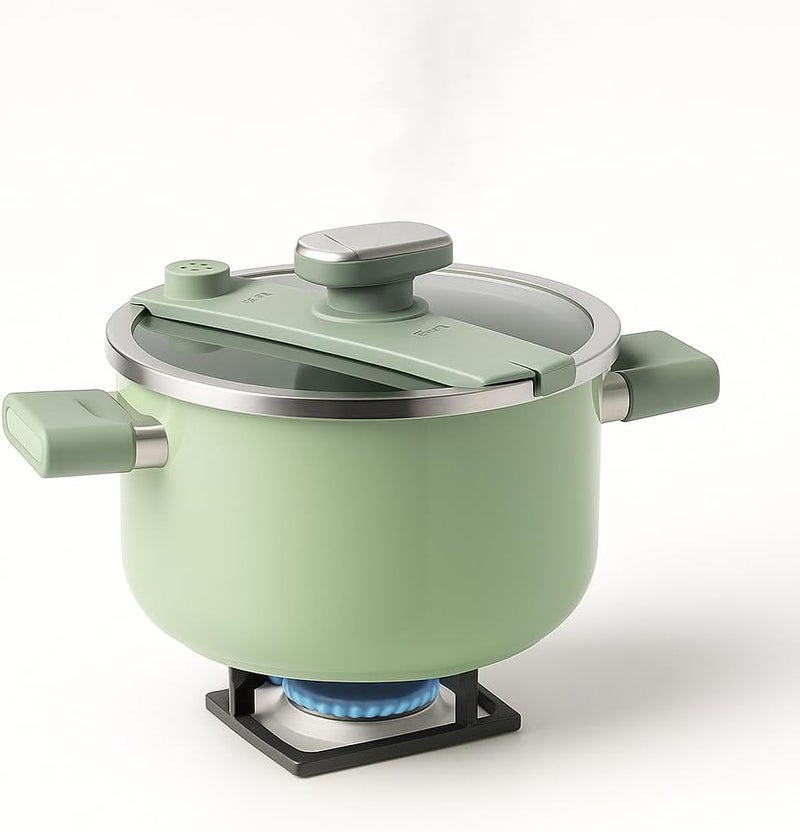 XVersion Upgraded 7L Stovetop Pressure Cooker, 26cm Enamel Soup Pot with Large Capacity for Soup, Stew and Boiling, Compatible with Gas and Induction, Mint Green - Image 1