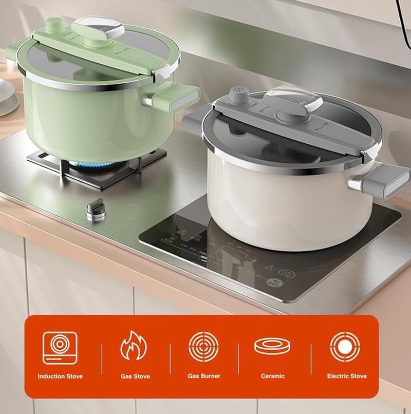 XVersion Upgraded 7L Stovetop Pressure Cooker, 26cm Enamel Soup Pot with Large Capacity for Soup, Stew and Boiling, Compatible with Gas and Induction, Mint Green - Image 3