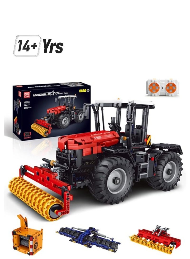 mould king 17020 Educational 4in1 Heavy-Duty RC Tractor Building Toys Farm Set, Remote Control Tractor Harvester Building Sets, Farm Car Construction Toys Building Kit for Boys & Girls 8+(2716 PCS)  - Image 1