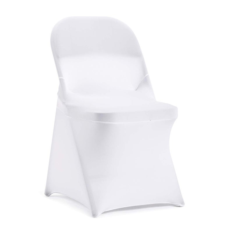 bricia 20 PCS White Stretch Spandex Folding Chair Slipcovers Dining Room Chair Covers Stretch Chair Slipcovers Protector for Wedding Banquet and Party