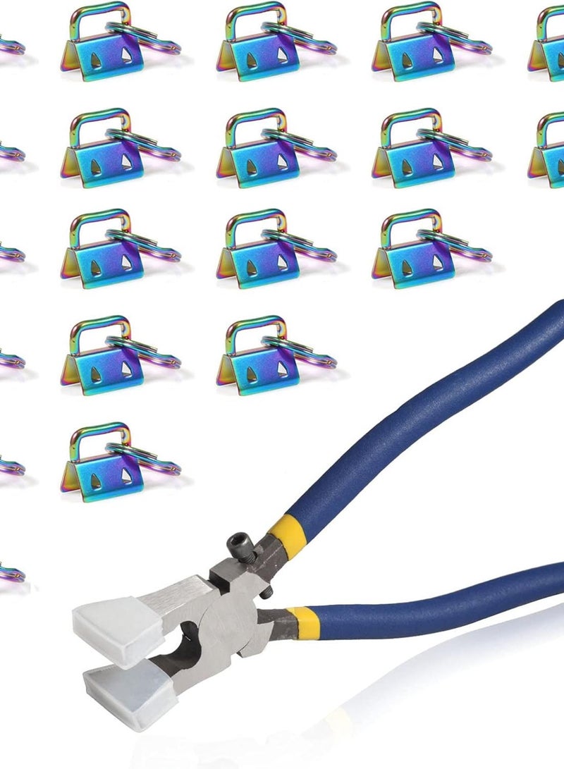 GGOOT 20Pcs Rainbow Key Fob Hardware Set with 8" Glass Breaking Pliers, Anti-Slip Grip, Limited Warranty  - Image 1