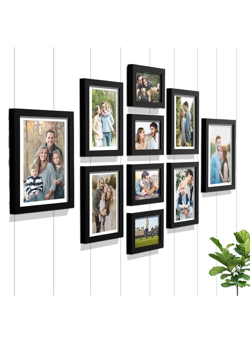 Art Street Art Street - Set of 10 Individual Black Wall Photo Frames Wall Hanging (Mix Size) (4 Units 5X7,4 Units 6X8 & 2 Units 8X10 inch)  - Image 1