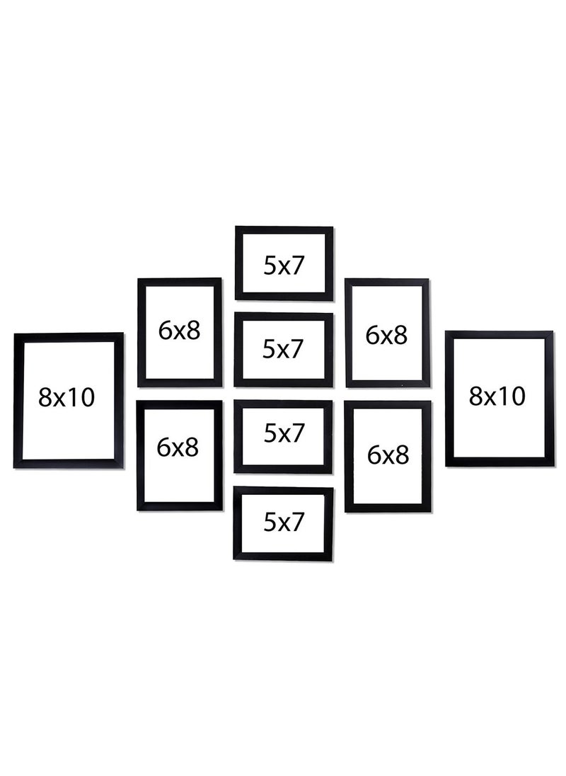 Art Street Art Street - Set of 10 Individual Black Wall Photo Frames Wall Hanging (Mix Size) (4 Units 5X7,4 Units 6X8 & 2 Units 8X10 inch)  - Image 3