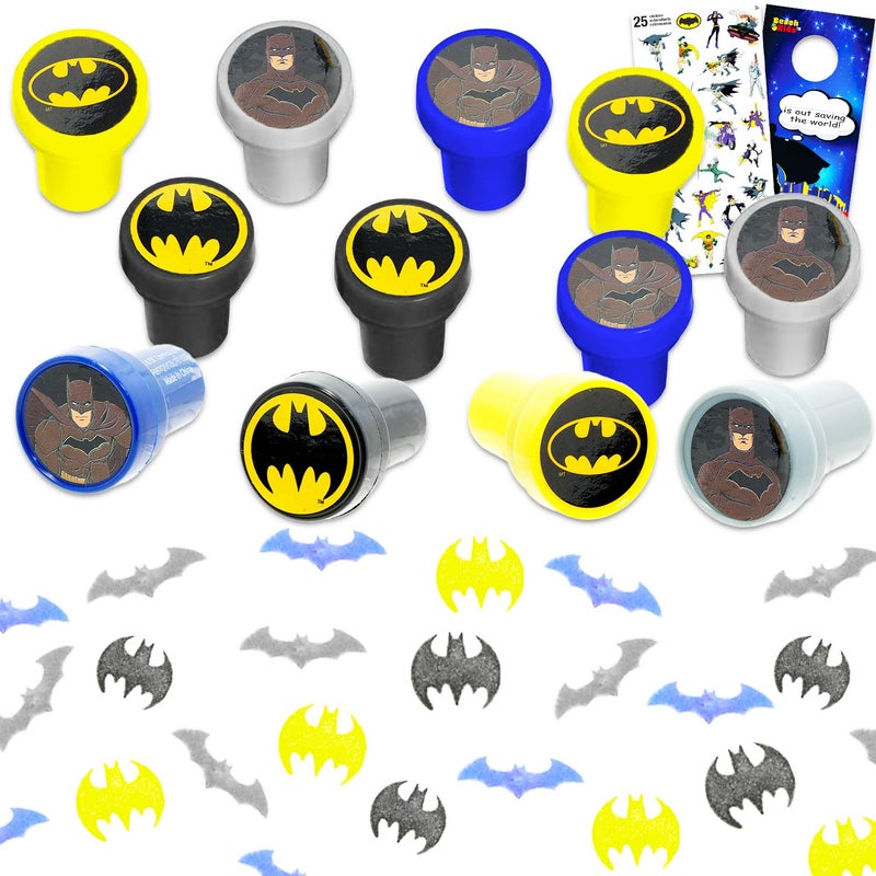 DC Comics Batman Stampers Party Supplies Bundle with 12 Superhero Themed Stamps Featuring Bat Signal for Birthday Party Favors Goodie Bags Loot Bag Fillers More Batman Birthday Supplies - Image 3