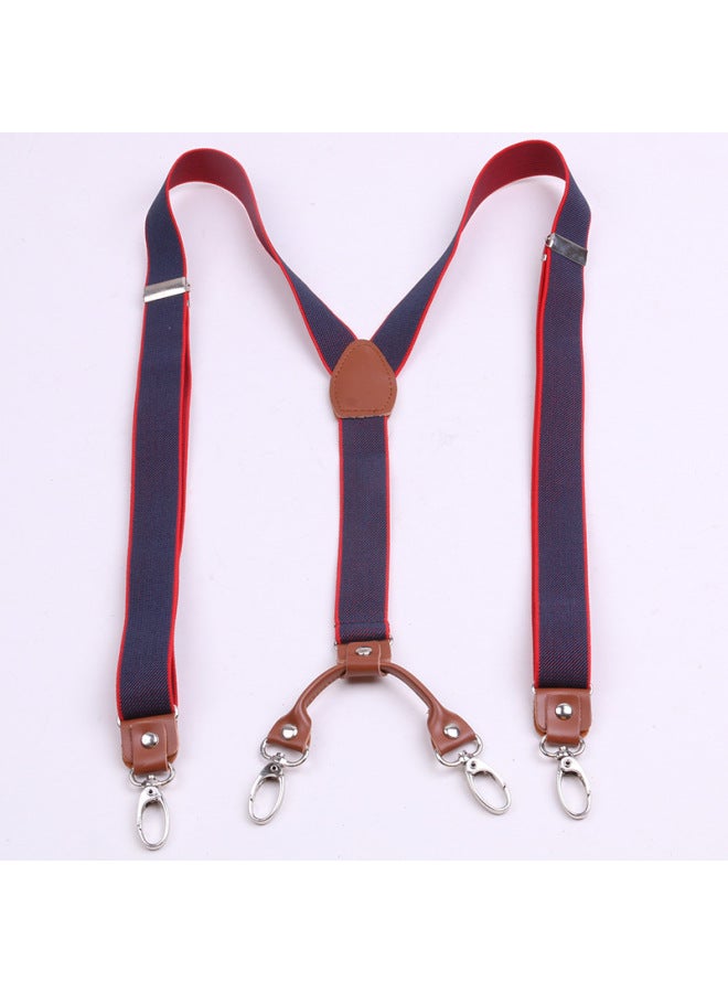 Hook-on Strap Clip Adult Suspenders Elastic 2.5cm Contrast Striped Hook Button Trousers Jeans Suspenders