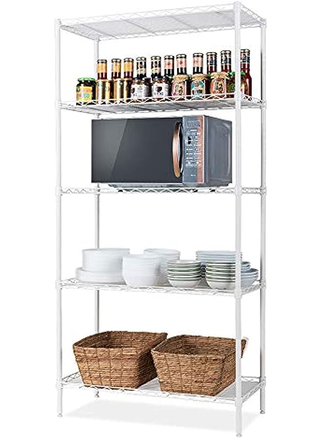 vesus Storage Rack with Metal Shelves - 660Lbs Capacity, 23.6in L x 14in W x 59.1in H, White, 5 Tier - Image 1