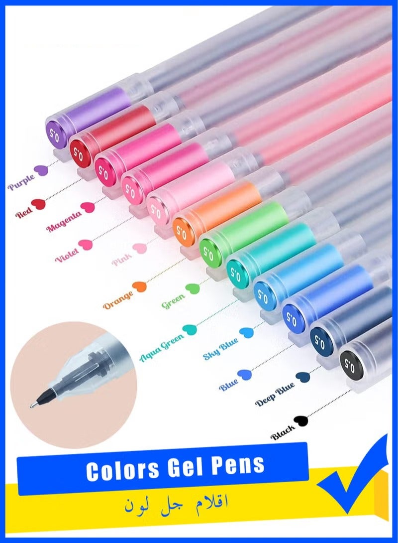 12 Colors Gel Pens, Color Pens Ball Point Pens Fine Point, 0.5 mm Ink Pen, Note Taking Pens for Office School Stationery Supplies - Image 1