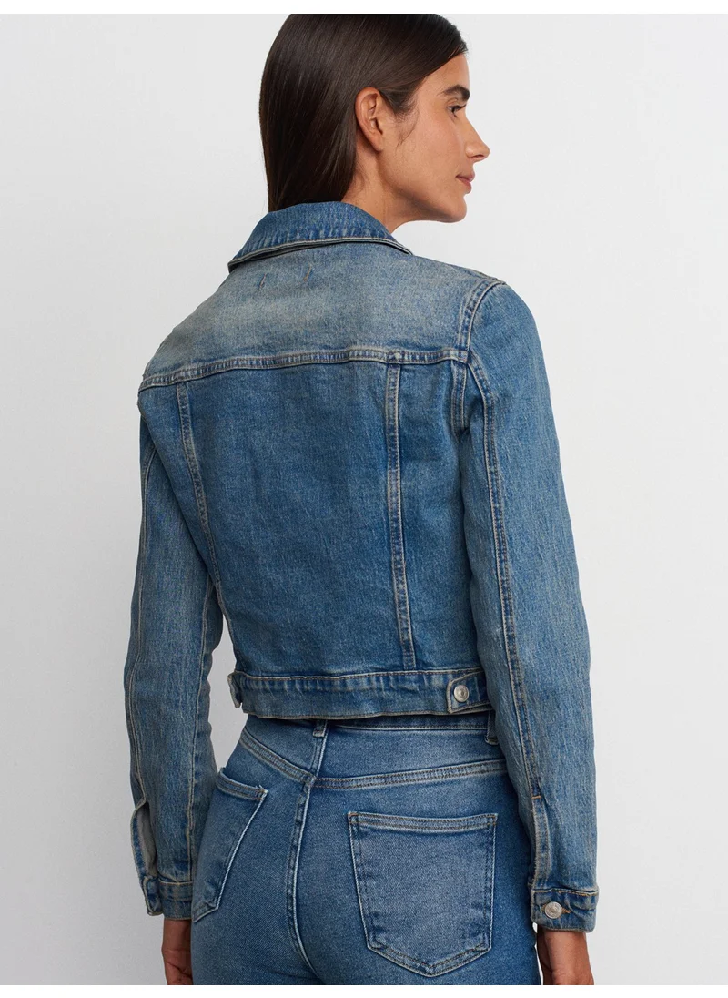 ديلفين 65358 Comfort Lycra Short Denim Jacket-Blue