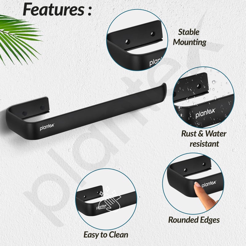 Plantex Aluminium Towel Ring for Bathroom/9 Inch Towel Holder/Towel Hanger for Wash-Basin/Bathroom Accessories - Pack of 1 (1512, Black) - Image 2