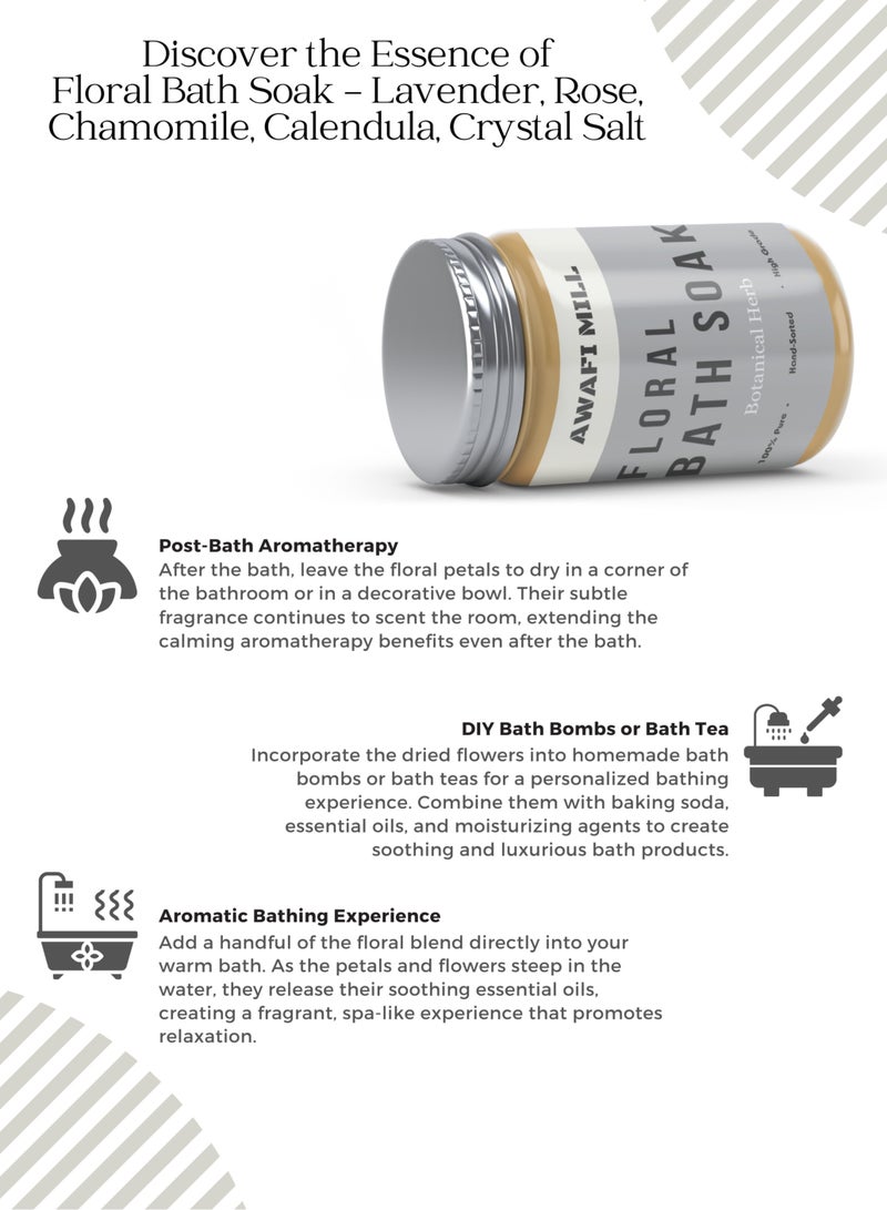 Awafi Mill Nature Tranquil Escape Floral Bath Soak with Lavender | Rose | Chamomile | and Calendula - Image 2