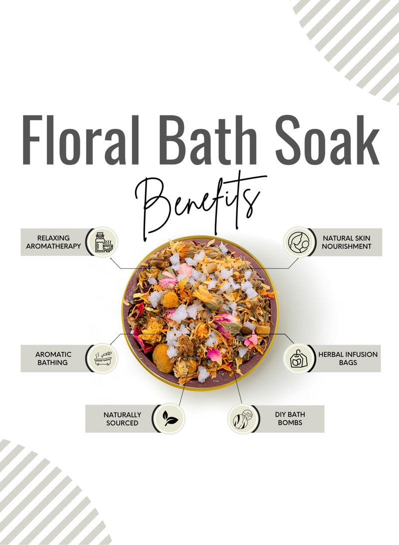 Awafi Mill Nature Tranquil Escape Floral Bath Soak with Lavender | Rose | Chamomile | and Calendula - Image 3