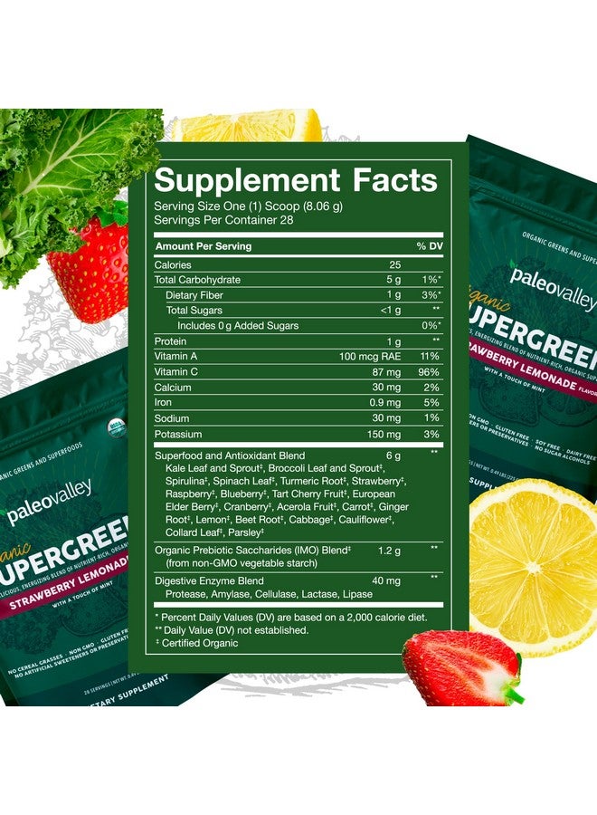 Paleovalley Organic Supergreens - Organic Greens Powder Superfood for Immune Support - Paleo Green Powder Blend - 28 Servings - 23 Organic Superfoods - Gluten Free, No Cereal Grasses, Soy or Grain - Image 2