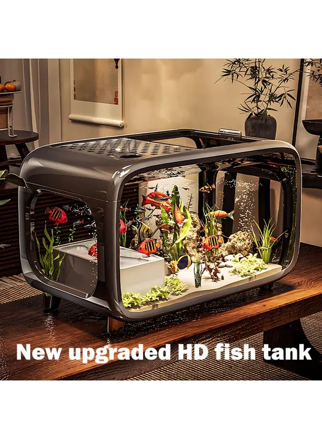 Modern Minimalist Oversized Desktop Fish Tank Black 360 Panoramic Transparent Design - Image 5
