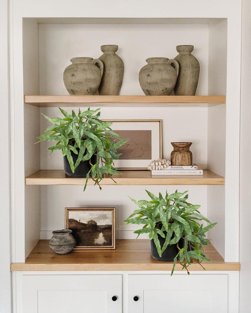 Briful Faux Plants Indoor 9'' Artificial Potted House Plant with Black Ceramic Pot Fake Pteris Cretica Fern Plant for Home Office Room Desk Shelf Decor Indoor - Image 4