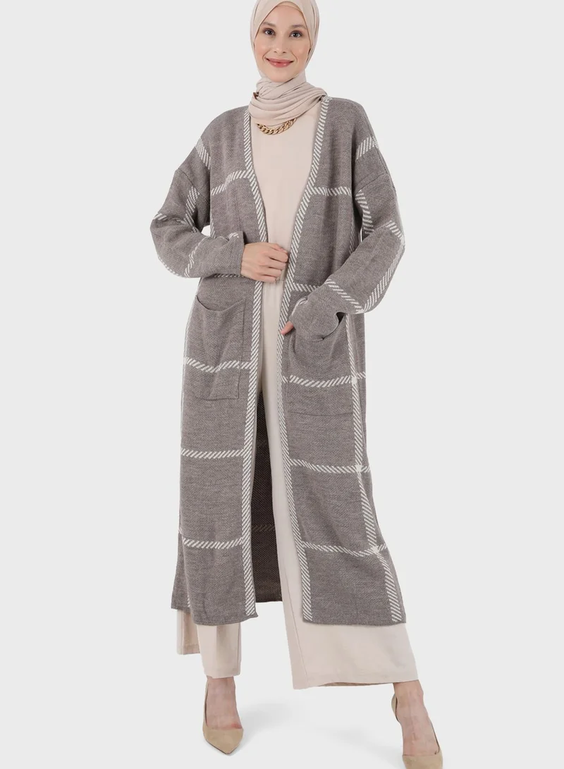 Refka by modanisa Striped Pocket Detail Cardigan