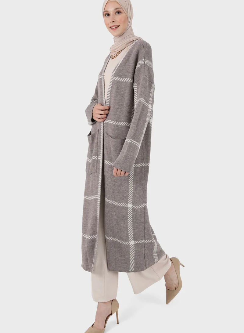 Refka by modanisa Striped Pocket Detail Cardigan