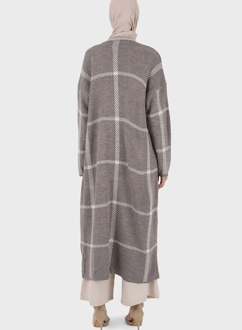 Refka by modanisa Striped Pocket Detail Cardigan