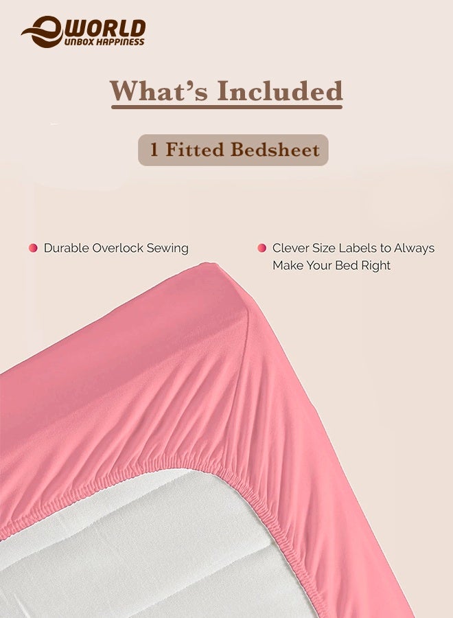 إي وورلد ملاءة سرير ميكروفايبر باللون روز الغامق بجيب عميق لتناسب محكم، قابلة للتنفس، قابلة للغسل بالغسالة للحماية المثلى، متوفرة بمقاسات كينغ، كوين وسنجل، بدون غطاء وسادة - Image 4