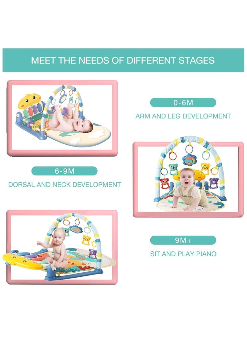 NOAEOU Portable Baby Gym Play Mats with Music Lighting, Lightweight Soft Comfortable Baby Piano Gym Fitness Mat 76x57x48cm (Blue)  - Image 5