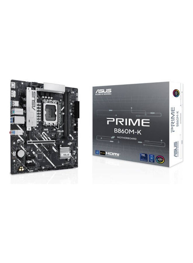 Prime B860M-K LGA 1851 Micro-ATX Motherboard LGA 1851 Micro-ATX Motherboard, Intel B860 Chipset, 2x DIMM DDR5 Slots, Up to 128GB Max Memory, 1x PCIe 4.0 x16 Slot, 2x M.2 Slots | 90MB1JT0-M0EAY0 black