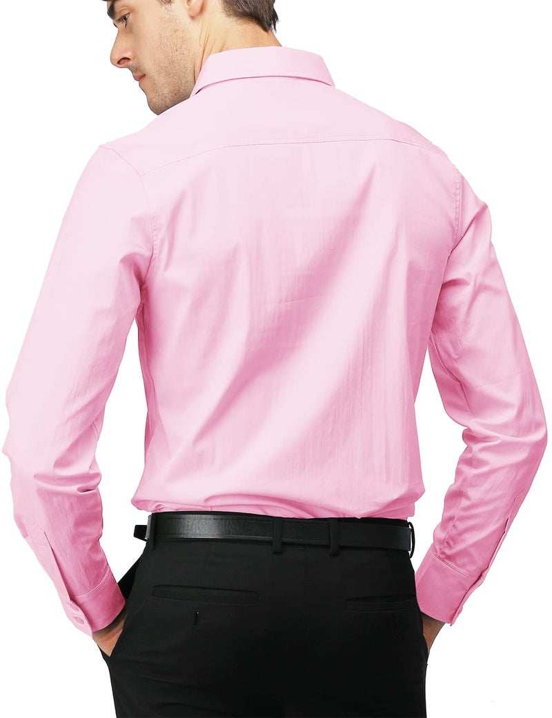 H2H Year in Year Out Easy Care Dress Shirt for Men Slim Fit Long Sleeve Pink US L/Asia XXL (JASK14) - Image 2