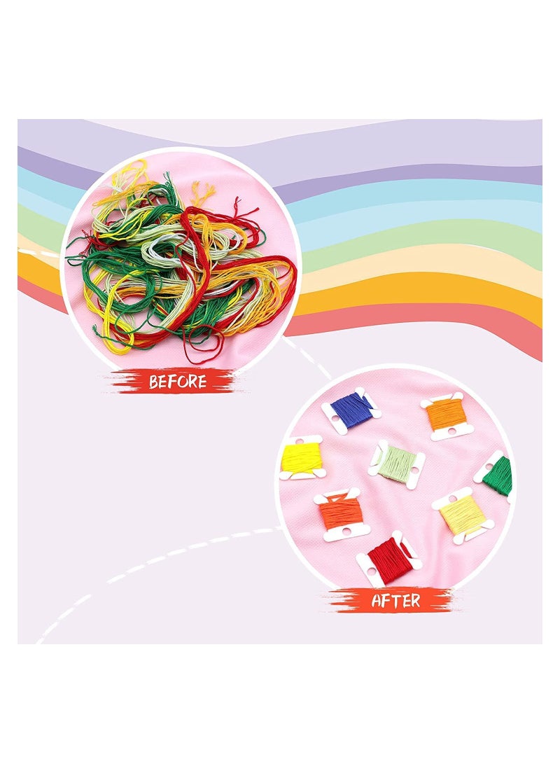 SYOSI Plastic Floss Bobbins, For Cross Cotton Thread Craft DIY Sewing Storage, Thread Organizer Holder, Embroidery Thread Cards Cross Stitch Bobbin 120 Pcs  - Image 2