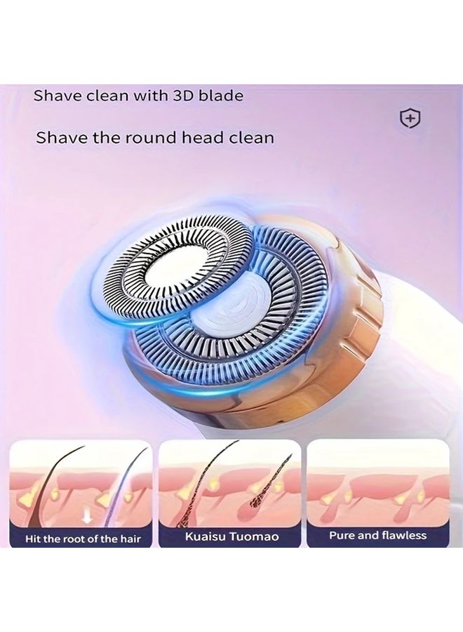 Purple 3 In 1 USB Rechargeable Hair Removal Kit For Women Face Nose And Body Trimmer - Image 2