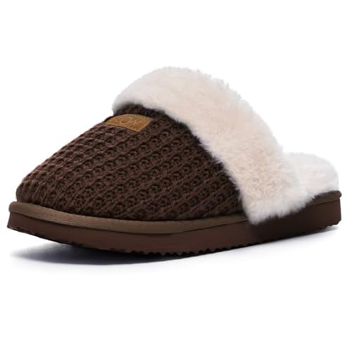 OOW Cozy House Slippers for Women with Memory Foam Soft Warm Fuzzy Slippers Women Home Womens Slipper Shoes for Indoor - Image 1