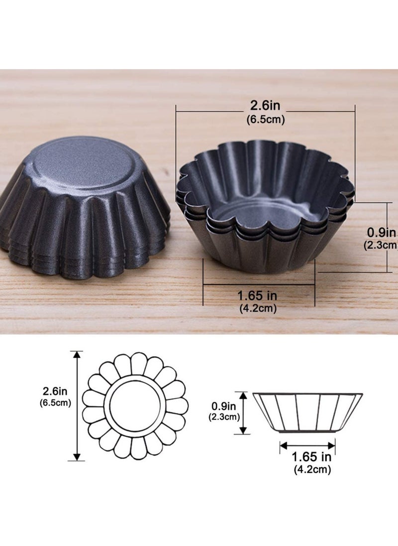 SYOSI Egg Tart Mold 12 Packs Stainless Cupcake Stand Shells Household Baking Heat-Resistant Aluminum Tray Non-Stick Cup  - Image 5