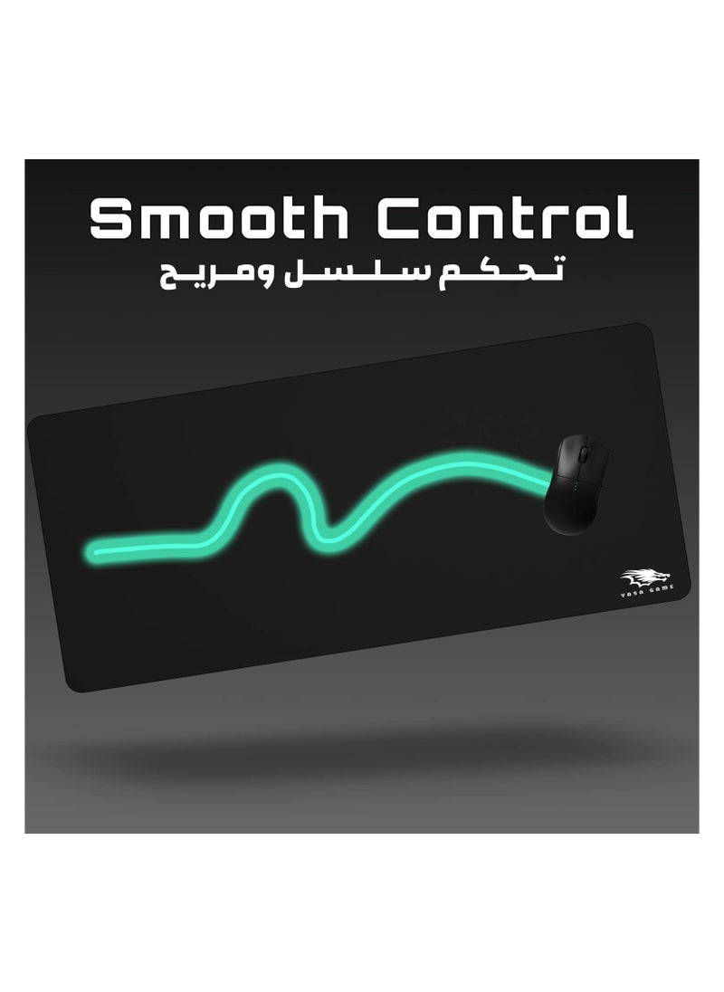 YASA GAME - Extended Large Gaming Mouse Pad 100 X 50 cm XXL Full Desk Art style & Mousepad Non-Slip Rubber Base Big Keyboard Mat with Stitched Edges water resist for Gaming from Yasa ( Full Black ) - Image 1
