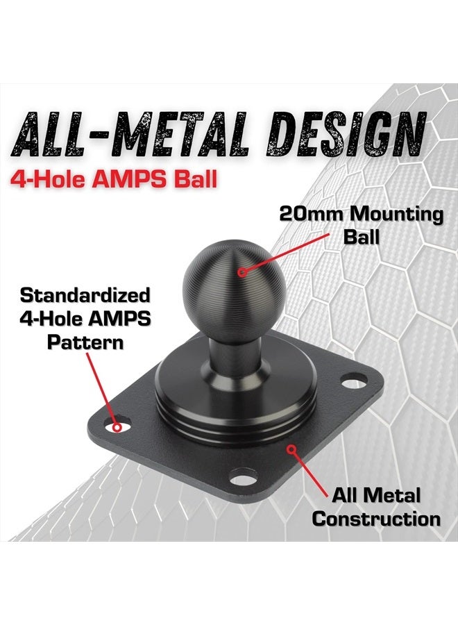 Bulletpoint Metal 4-Hole AMPS Base Mount with 20mm (0.787 inches) Mounting Ball - Image 2