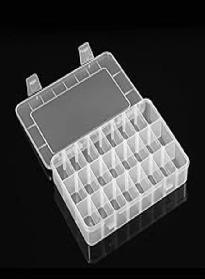 Plastic Organizer Container Box, KASTWAVE 24 Grids Storage Box with Adjustable Dividers Organizer Storage Container Removable Grid Compartment Big Clear Slot box Case for Beads Earring Small Items