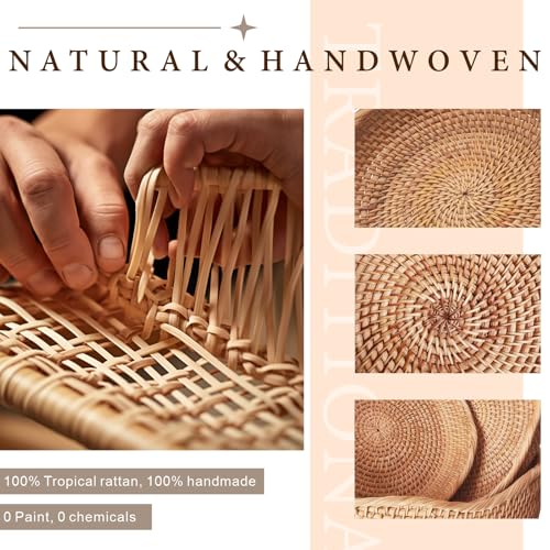 Oavostd Rattan 10" Medium Wave Bread Basket for Fruit, Natural Wicker Fruit Basket for Kitchen Counter, Hand Woven Wicker Food Baskets, Bread Baskets for Serving, Gift Basket for Gifts, Vegetable, Snack, Etc. - Image 3