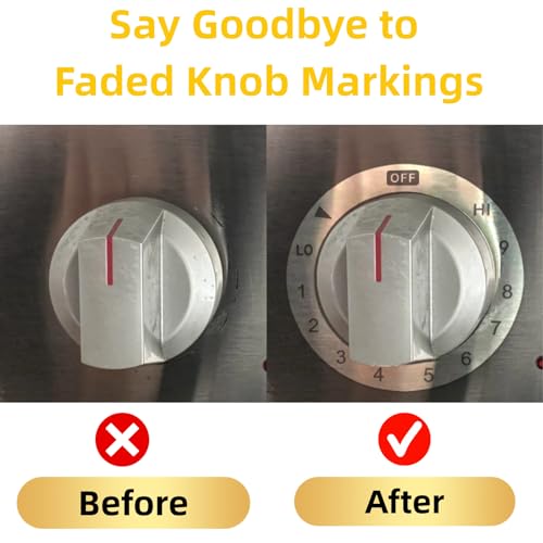 Hileapx Stove Dials Stickers, Stovetop Knob Symbols Decals for Replacement, Adhesive Stickers for Top Burner Control Dial, Range Oven, Gas Stove Knob Burner Identification, Black Symbols on Silver Background - Image 3