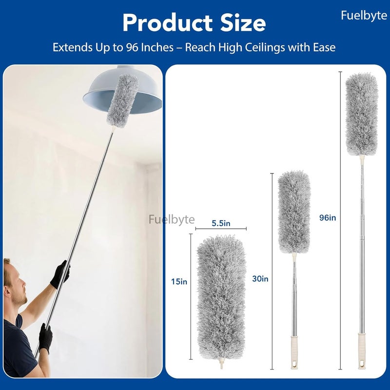Fuelbyte Fan Cleaning Duster with Long Extendable Handle for Ceiling Fan | Microfiber Duster for Home Cleaning | Spider Web Cleaner Brush | Ceiling Fan Cleaner | Dusting Stick for Home Cleaning - Image 3