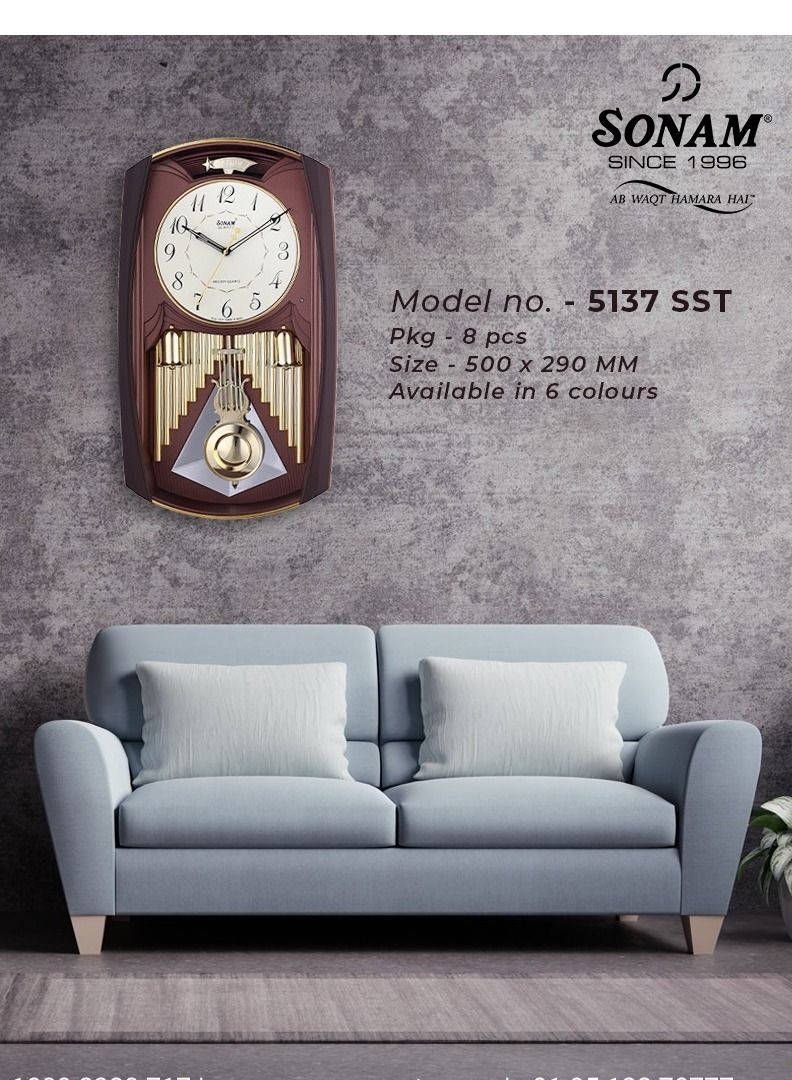 SONAM Musical and Pendulum Fancy Wall Clock - Image 2