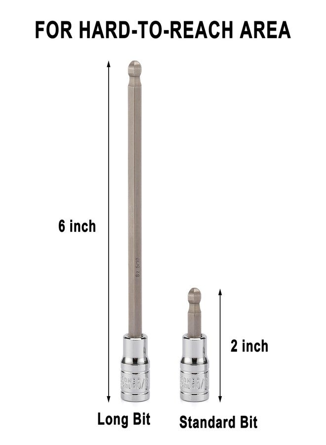 Mayouko 3/8" Drive Extra Long Ball-End Hex Bit Socket Set, 1/8"-3/8", 3-10mm, SAE&Metric, 5.9 Inch Length - Image 5