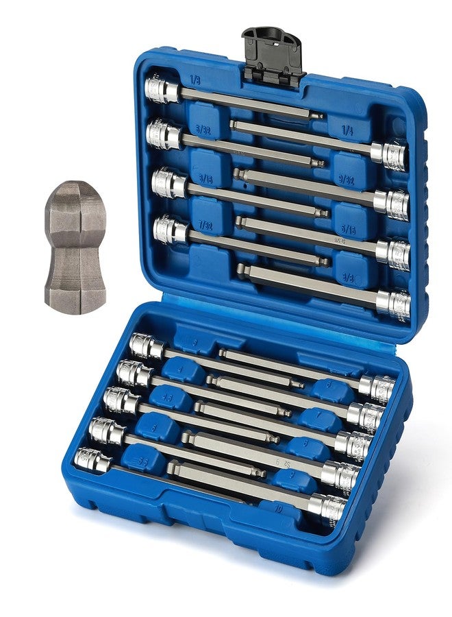 Mayouko 3/8" Drive Extra Long Ball-End Hex Bit Socket Set, 1/8"-3/8", 3-10mm, SAE&Metric, 5.9 Inch Length - Image 1