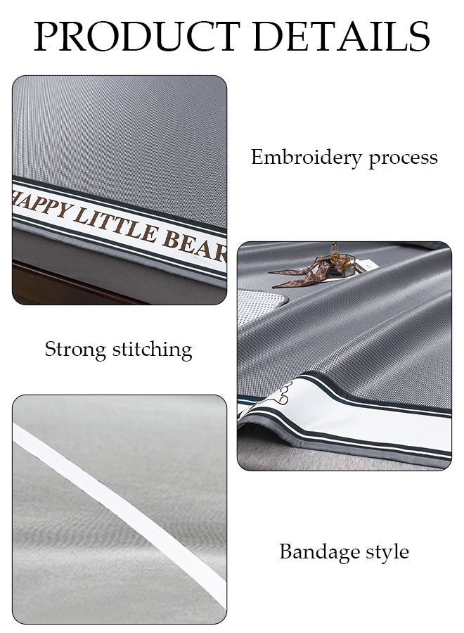 DUNISO Anti-Slip Ice Silk Bed Cap Cool Silk Bed Cover Three-Piece Set with Pillowcases Four Seasons Universal Foldable Ice Silk Mat For Hotel Family Mattresses 200*180CM - Image 3