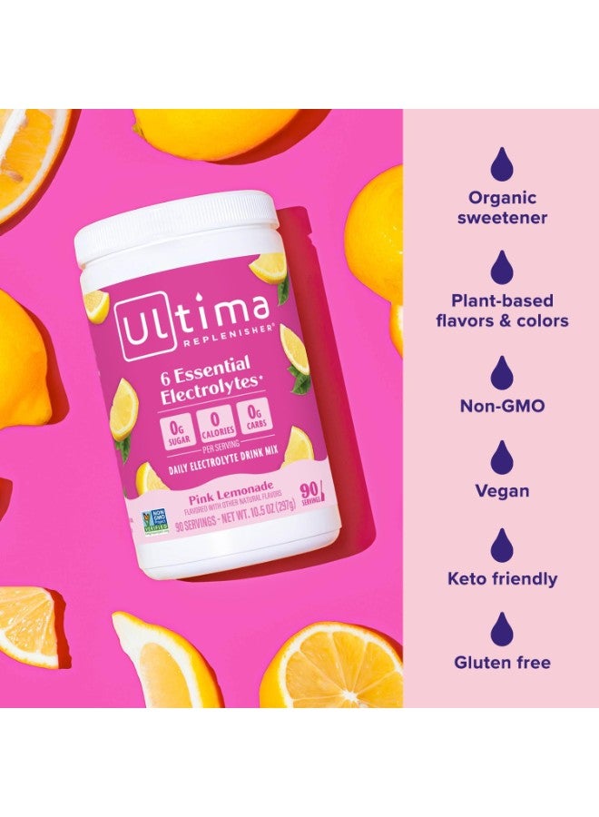 Ultima Replenisher Ultima Replenisher Hydration Electrolyte Powder – 90 Servings – Pink Lemonade Flavor – Sugar-Free, Keto & Vegan – 6 Electrolytes + Vitamin C & Zinc – Gluten-Free, Non-GMO Hydration Drink Mix - Image 5