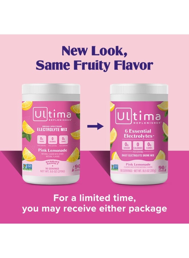Ultima Replenisher Ultima Replenisher Hydration Electrolyte Powder – 90 Servings – Pink Lemonade Flavor – Sugar-Free, Keto & Vegan – 6 Electrolytes + Vitamin C & Zinc – Gluten-Free, Non-GMO Hydration Drink Mix - Image 2