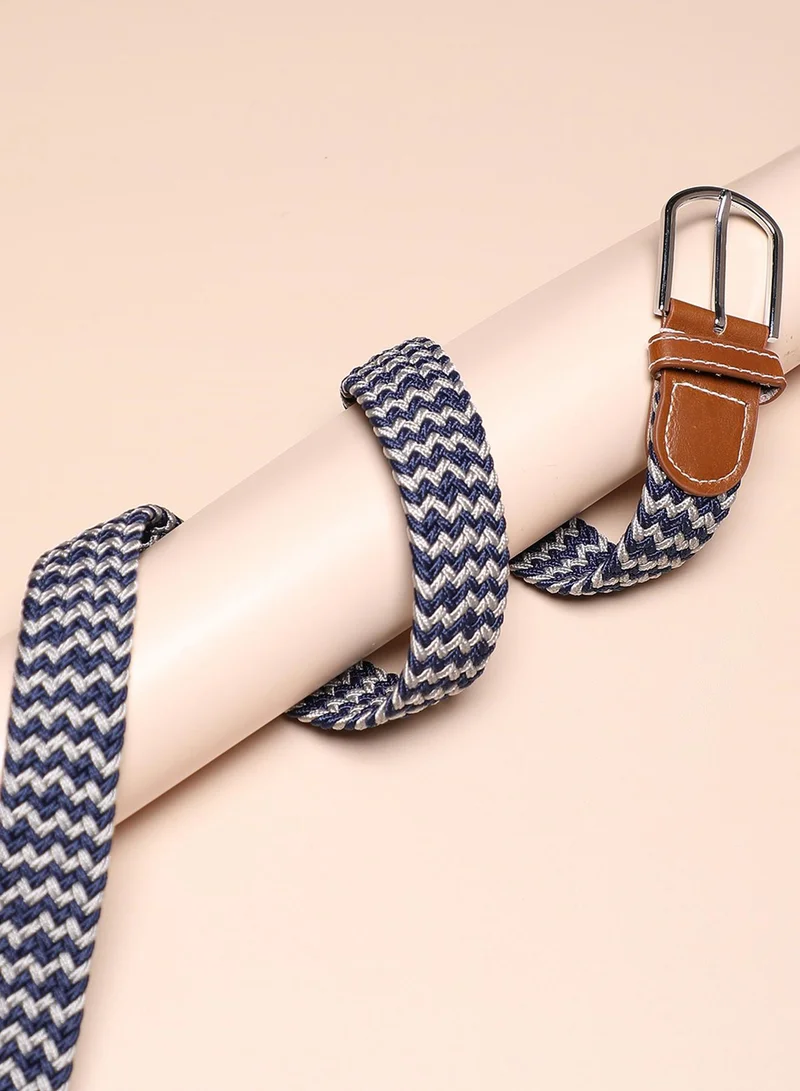 Haute Sauce Blue & White Textured Waist Belt