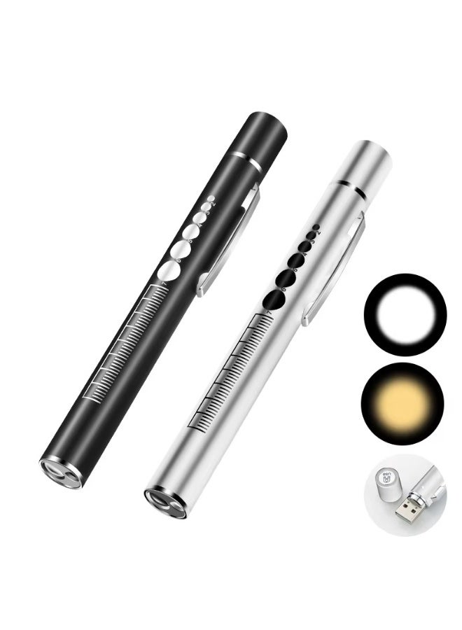 2 قطعه من قلم ضوء طبي تشخيصي LED – قلم طبي قابل للشحن USB للممرضين والطلاب والأطباء - Image 1