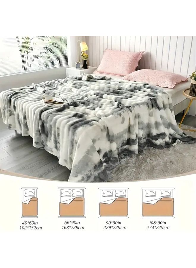 Green Faux Rabbit Fur Blanket 40x60 Inches Dual Sided Thermal Insulation All Season Cozy Throw - Image 3