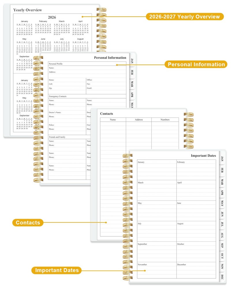 Tuun Fuplan Planner 2026 - Weekly & Monthly Planner from January 2026 to December 2026, Agenda 2026 with Inner Pocket, Elastic Band, 6.4" x 8.5", Crushed Flower - Image 5