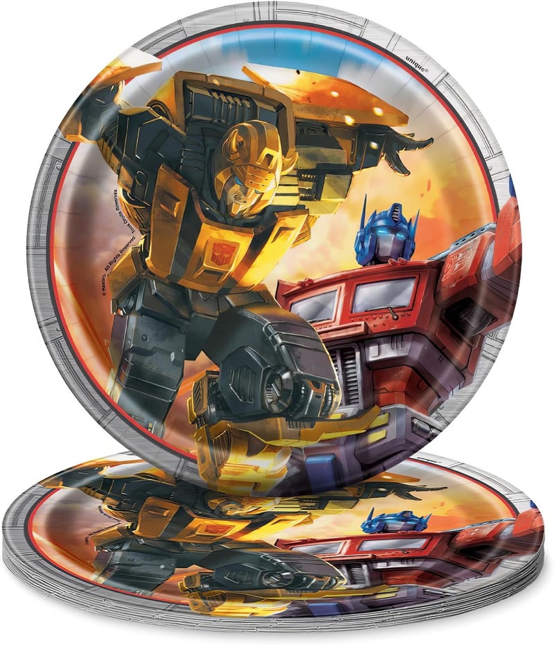 Unique Round Dessert Paper Plates  7 Transformers 8 Pcs - Image 1
