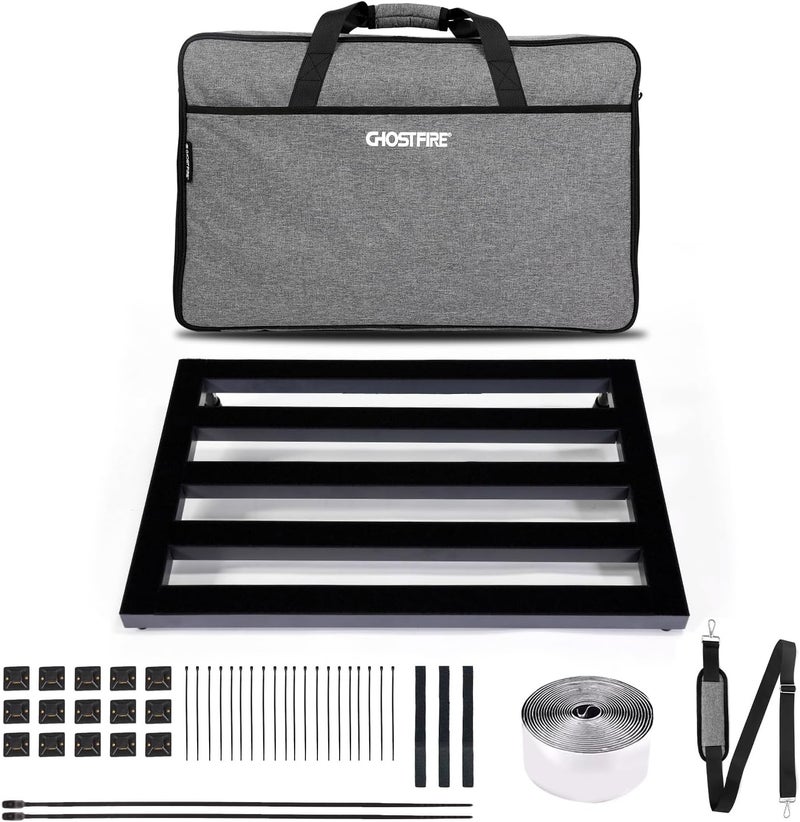 GHOSTFIRE Ghost Fire Large Guitar Pedal Board Aluminum Alloy Super light Effect Pedalboard with Carry Bag,SPL-06 (24.4''x15.7'') - Image 1