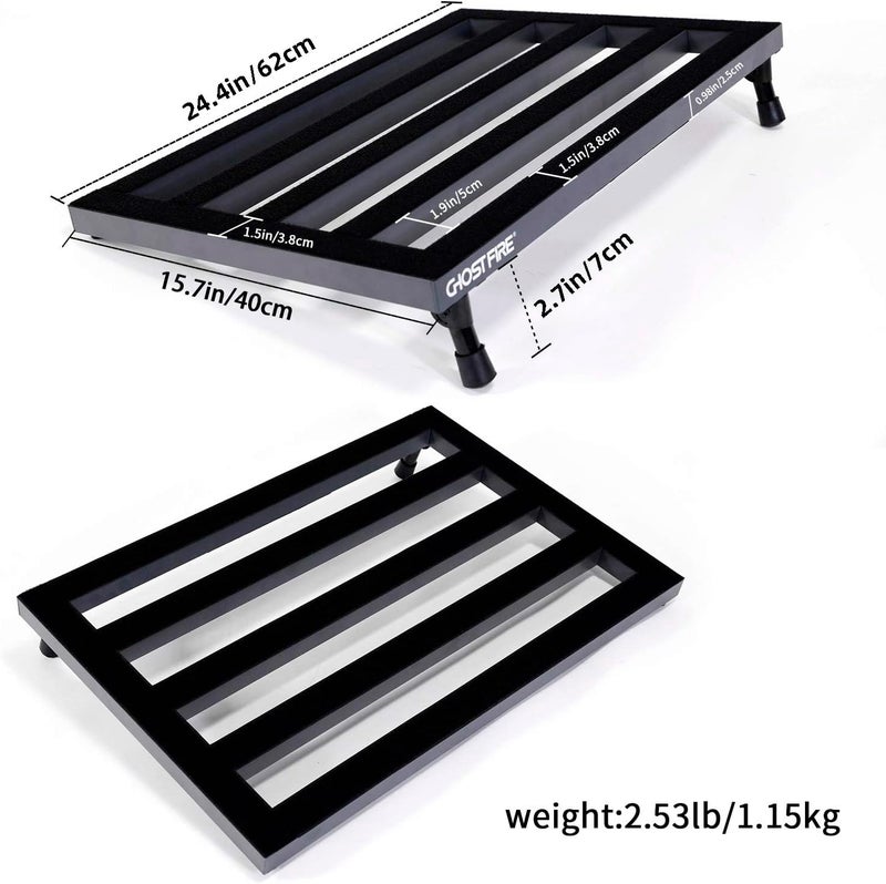 GHOSTFIRE Ghost Fire Large Guitar Pedal Board Aluminum Alloy Super light Effect Pedalboard with Carry Bag,SPL-06 (24.4''x15.7'') - Image 2